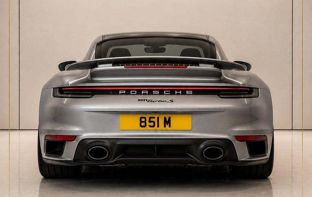 Silver Porsche 911 Turbo S with private registration 851 M