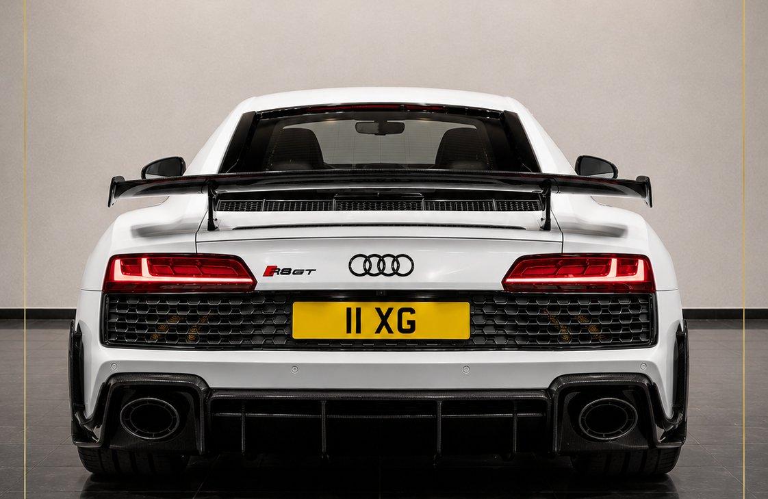 White Audi R8 GT with private registration 11 XG