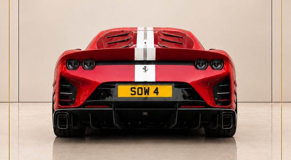 Red Ferrari 812 Competizione with private registration SOW 4