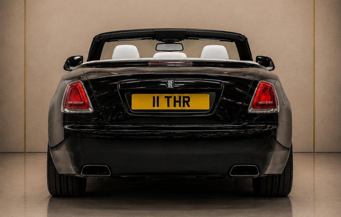 Black Rolls-Royce Dawn with private registration 11 THR